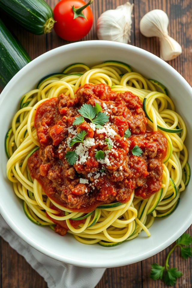 zucchini marinara beef noodles