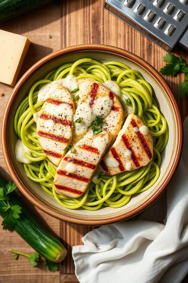 zucchini noodle chicken alfredo