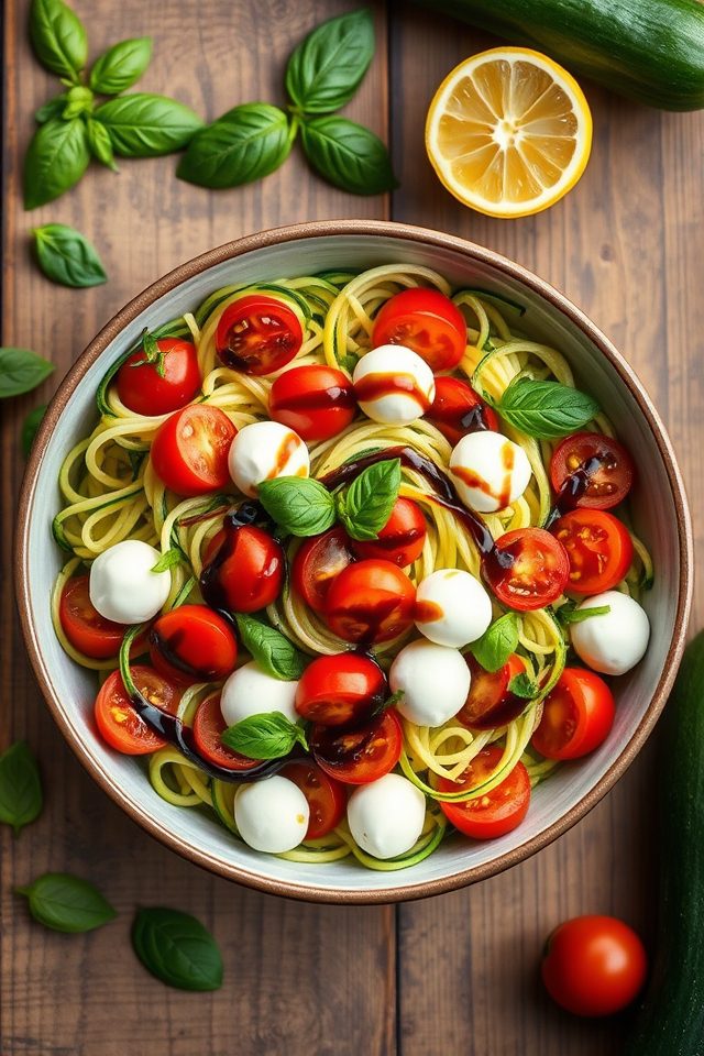 zucchini noodles tomato mozzarella