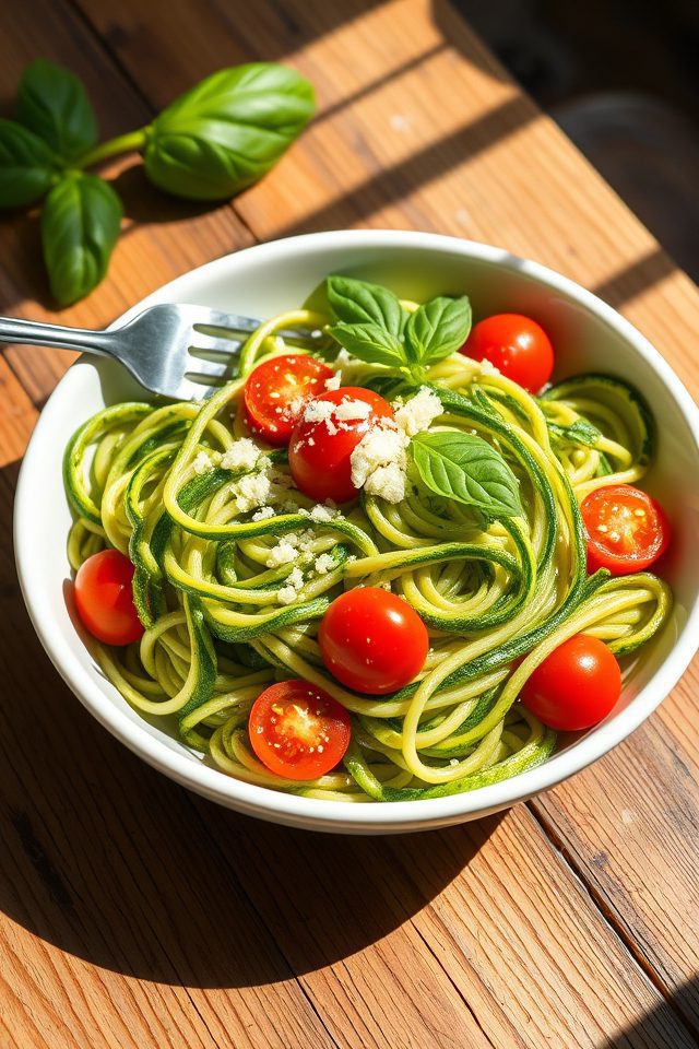 zucchini noodles with pesto