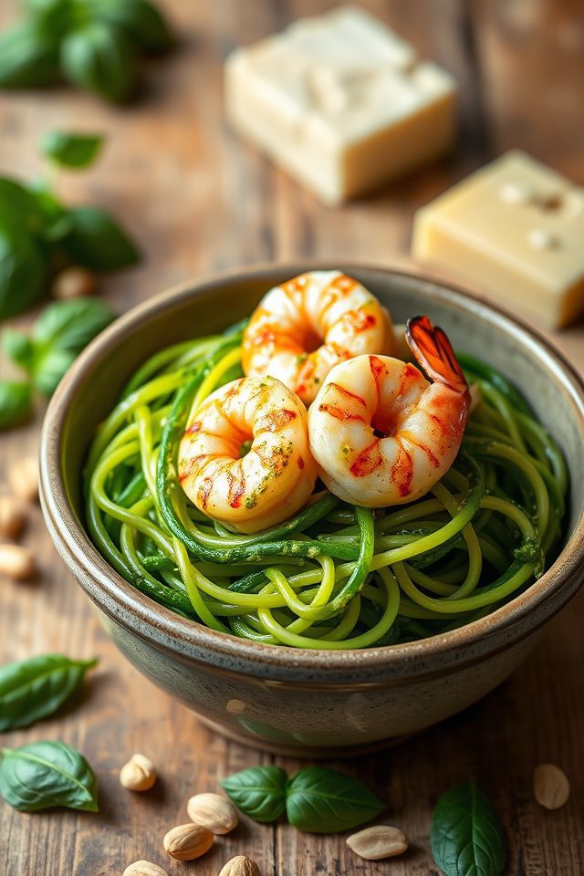 zucchini pesto shrimp dish