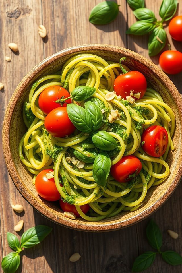 zucchini pesto tomato dish