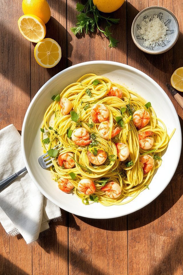 zucchini shrimp lemon spaghetti