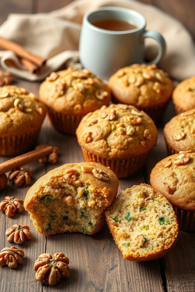 zucchini walnut spiced muffins