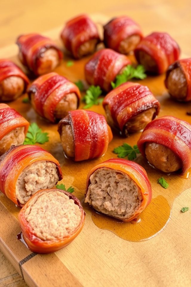bacon wrapped savory meatballs