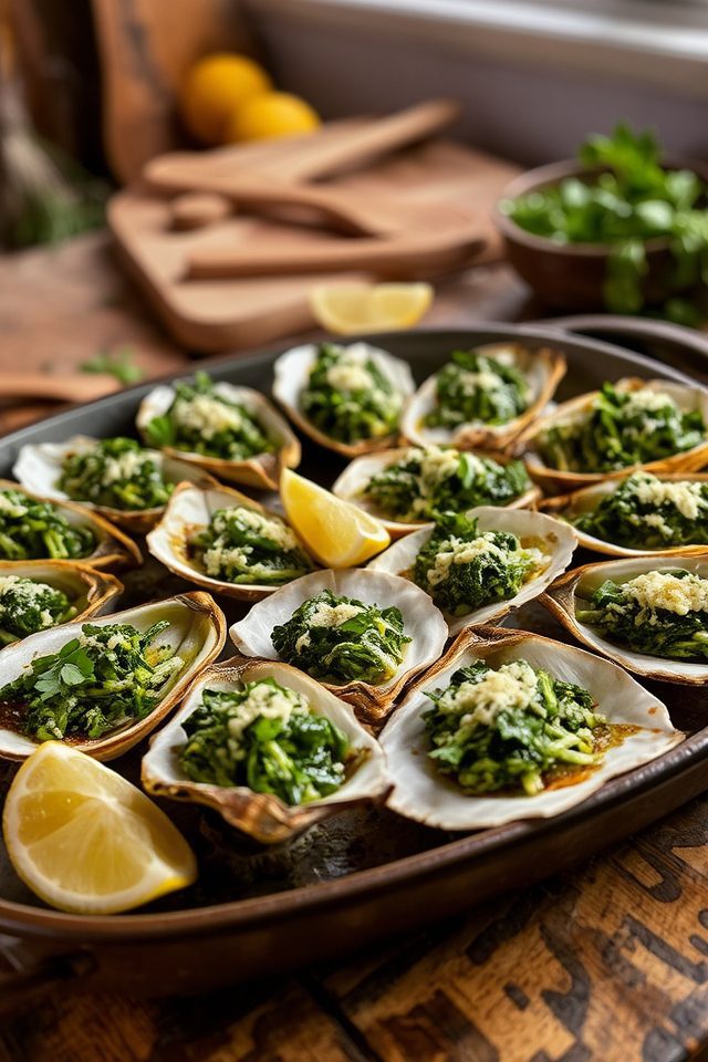 baked oysters with spinach