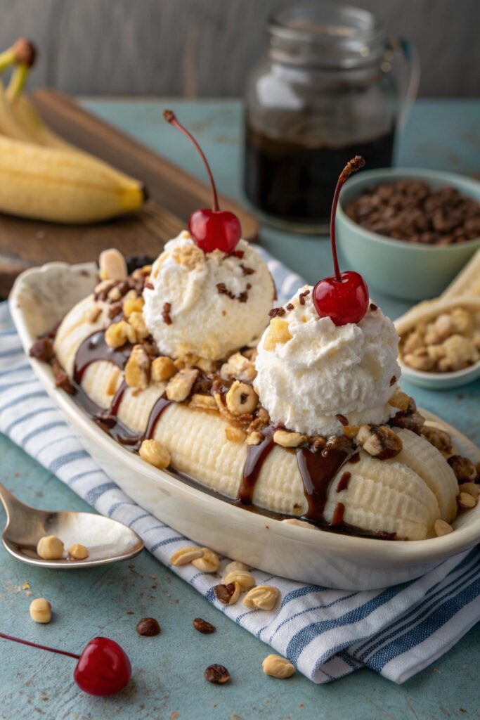 banana sundae with fudge