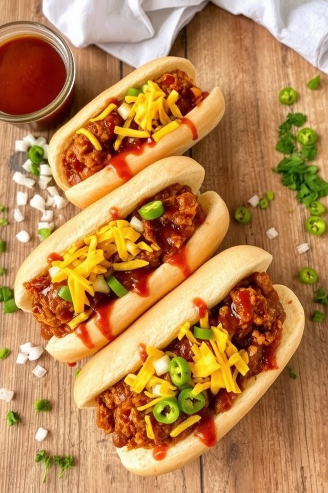 bbq chili hot dogs