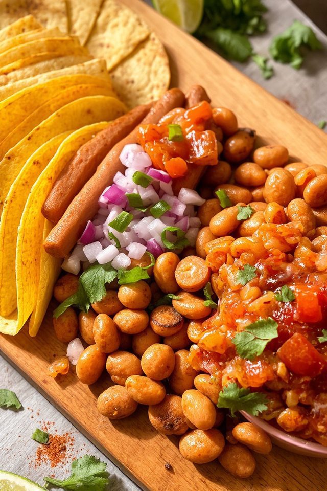 beans franks tacos toppings