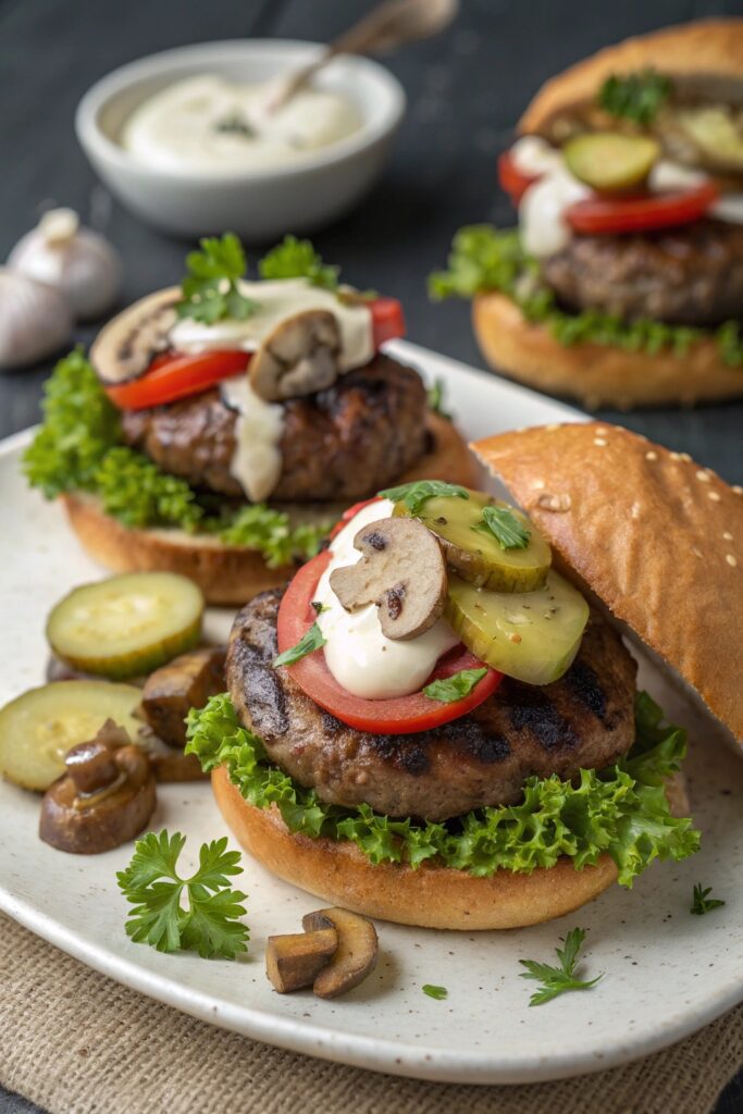 garlic mayo beef burgers