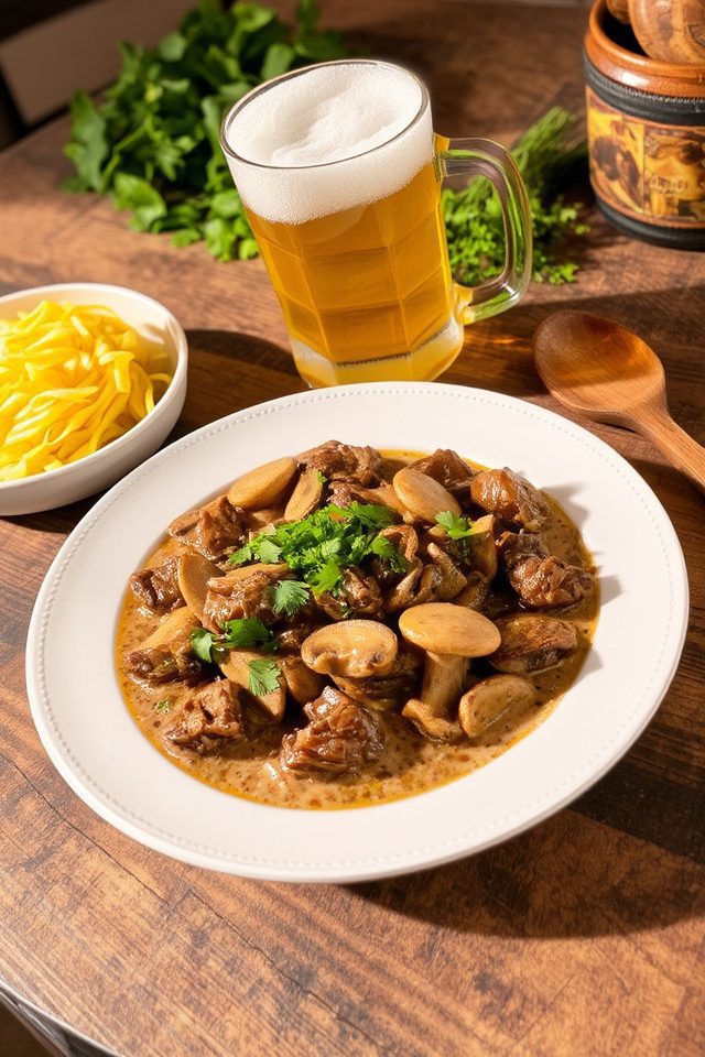beef mushrooms creamy goodness