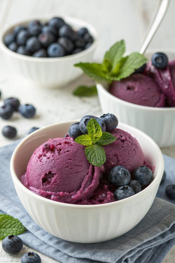 vibrant dairy free blueberry sorbet
