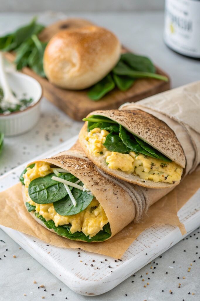nutritious spinach egg wrap