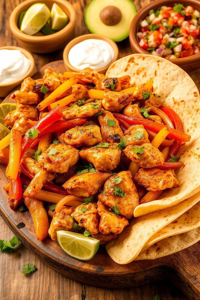 cajun spiced chicken fajitas dish