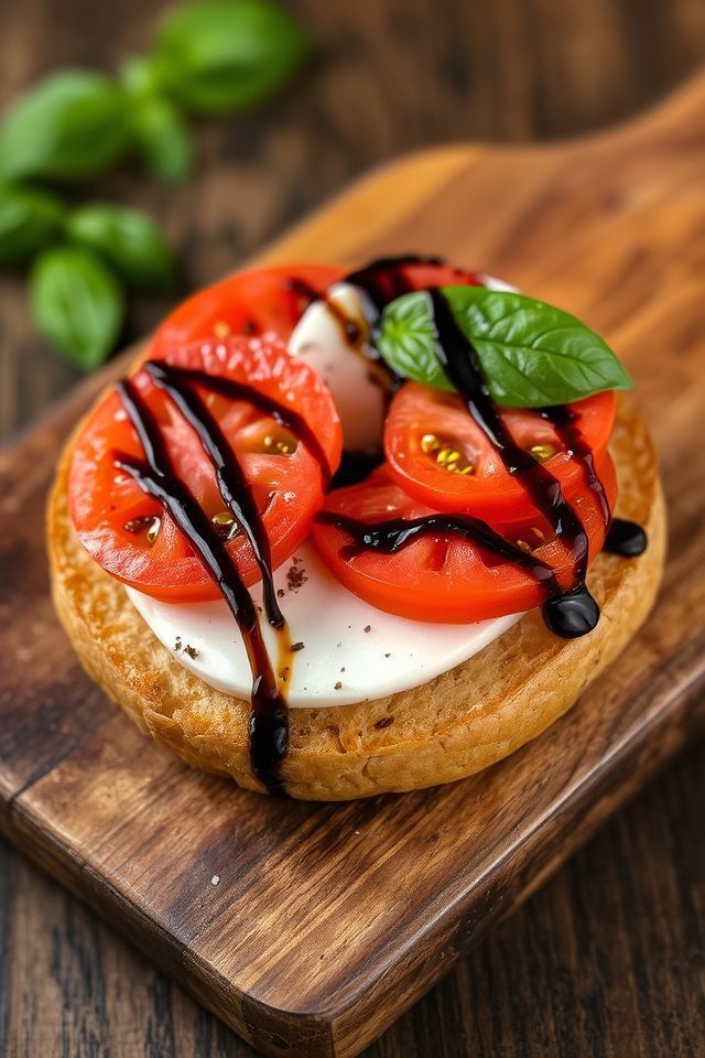 caprese inspired toasted bagel
