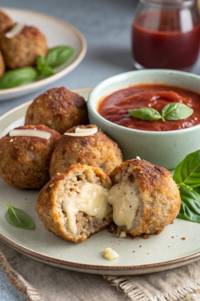 cheesy delicious meatball surprise