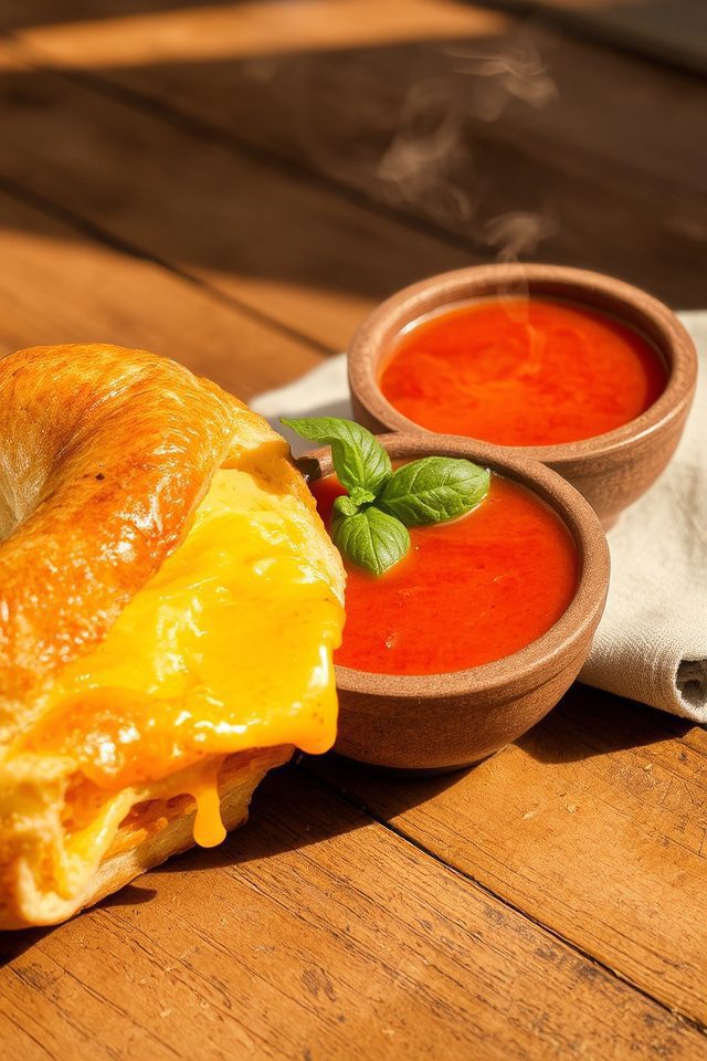 cheesy bagel with soup