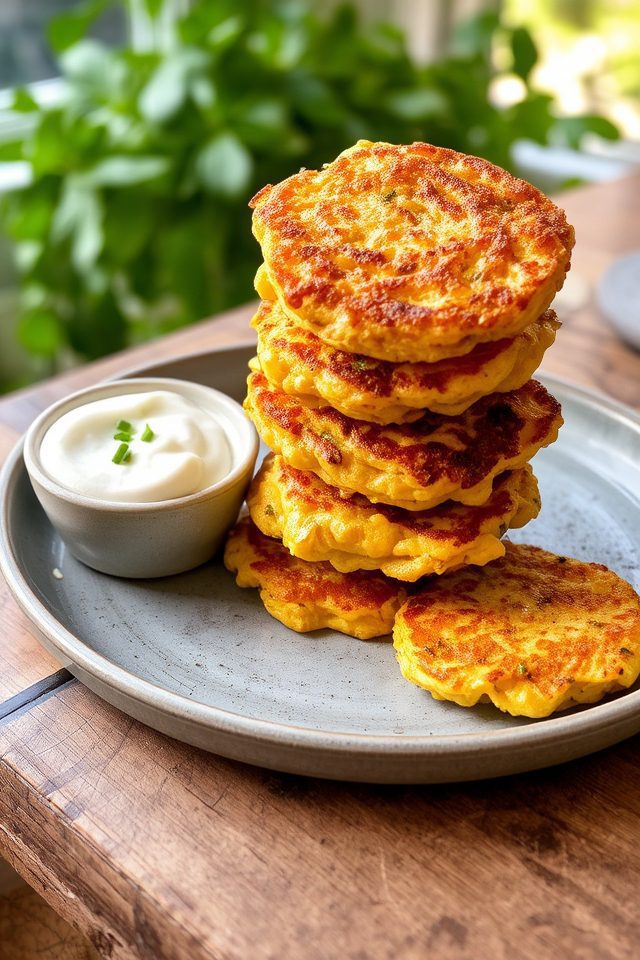 cheesy corn zucchini fritters