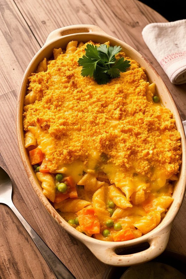 cheesy spam pasta casserole