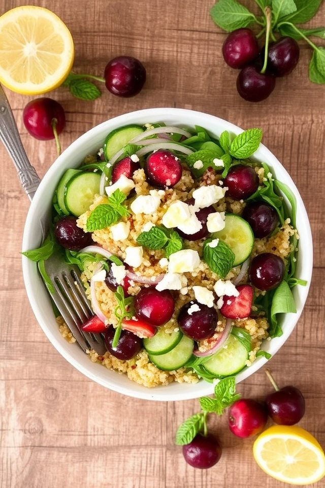 cherry quinoa feta salad
