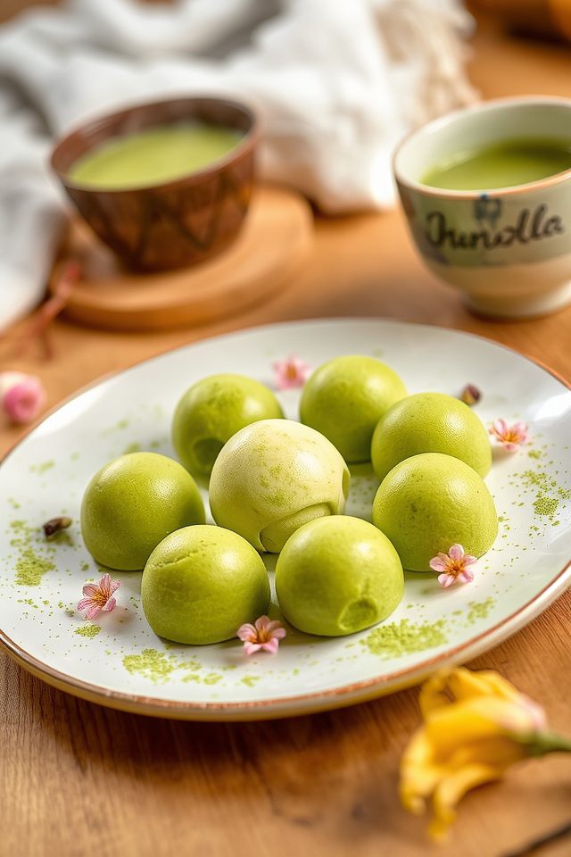 chewy mochi with matcha