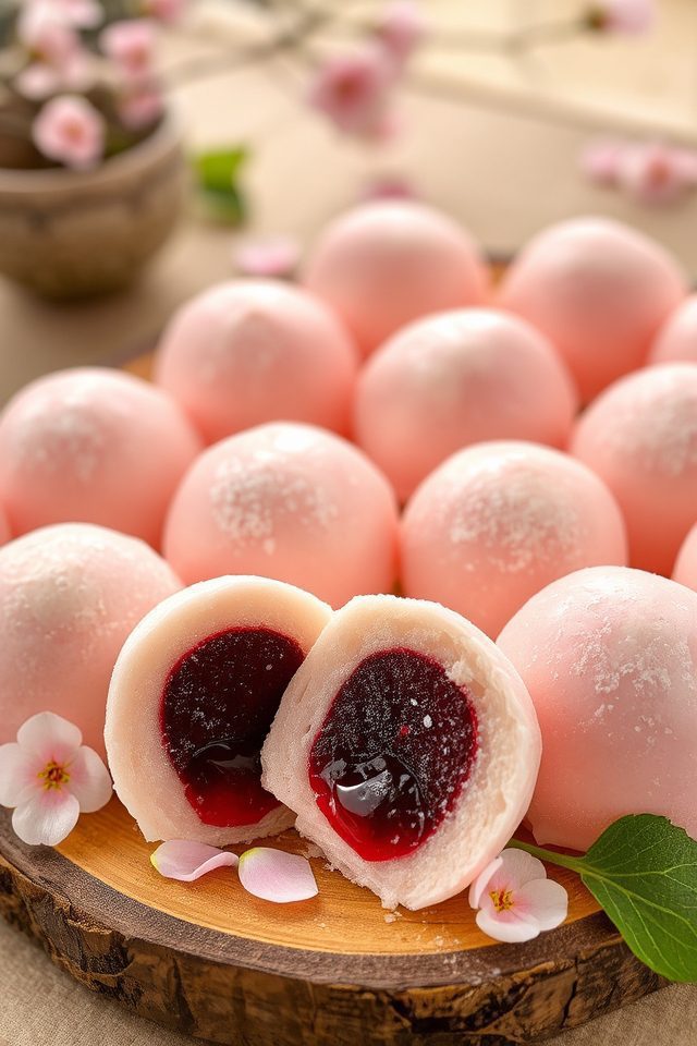 chewy mochi with red bean