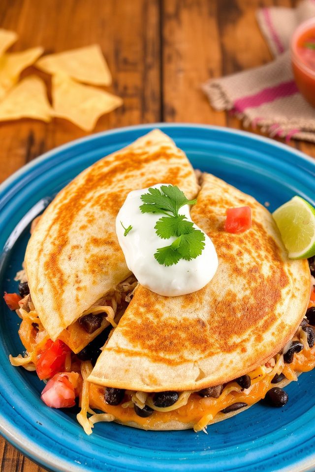 chicken and cheese quesadillas