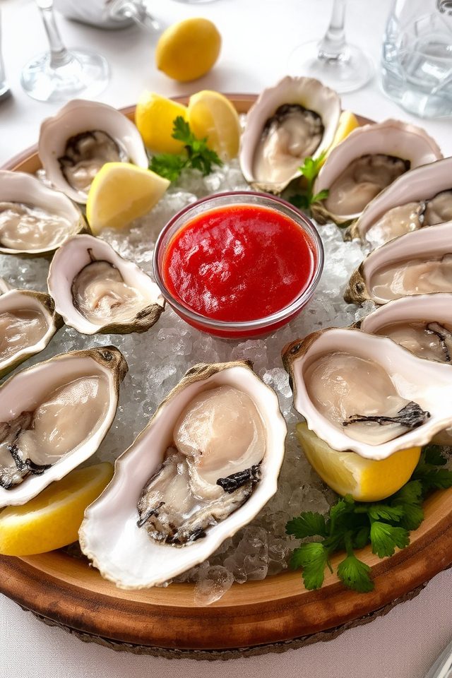 chilled oysters with cocktail sauce