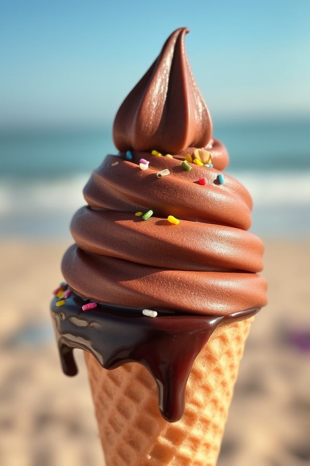 chocolate coated ice cream cone