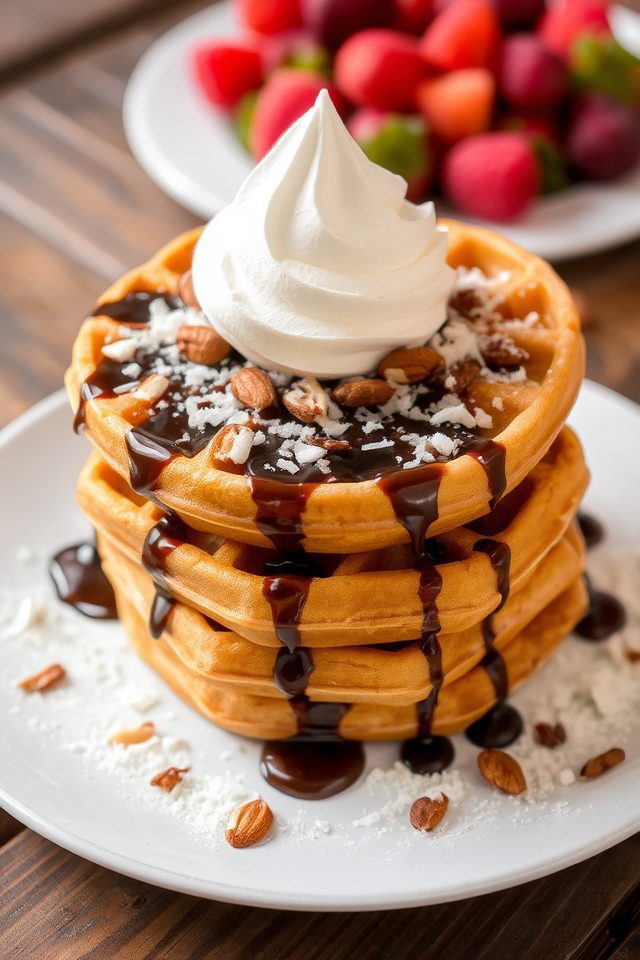 chocolate coconut almond waffles
