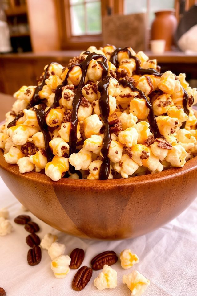 chocolate pecan pie popcorn