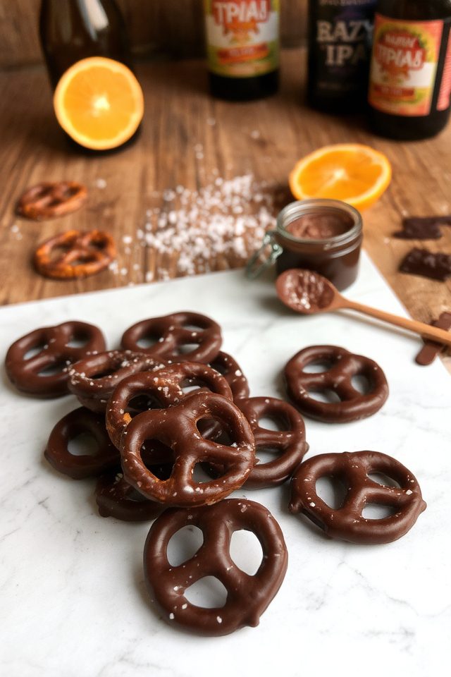 chocolate pretzels with hazy ipa