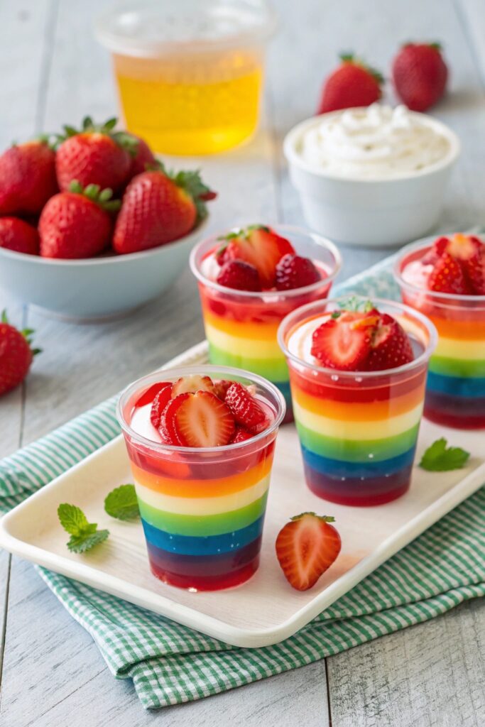vibrant layered jell o dessert