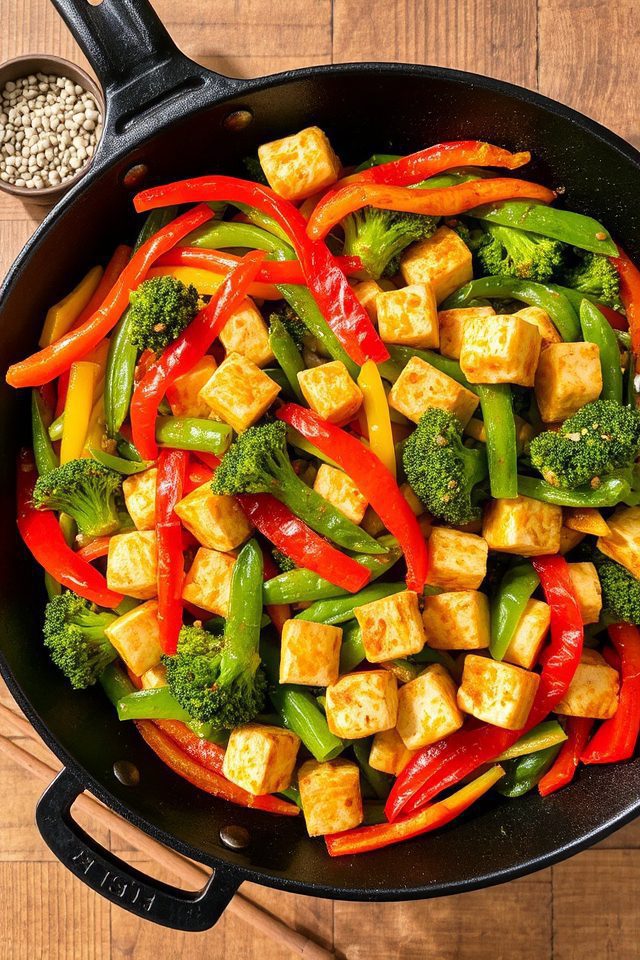 colorful vegetable tofu stir fry