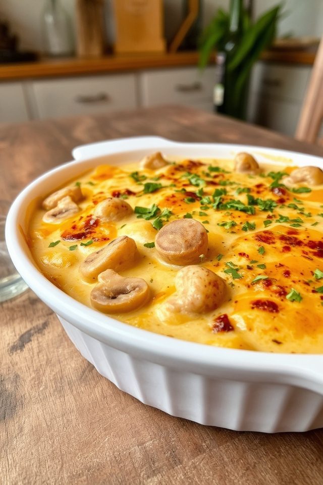 comforting chicken mushroom casserole