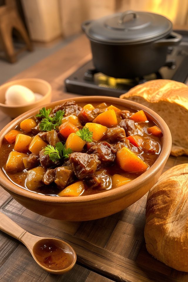 comforting slow cooked beef stew