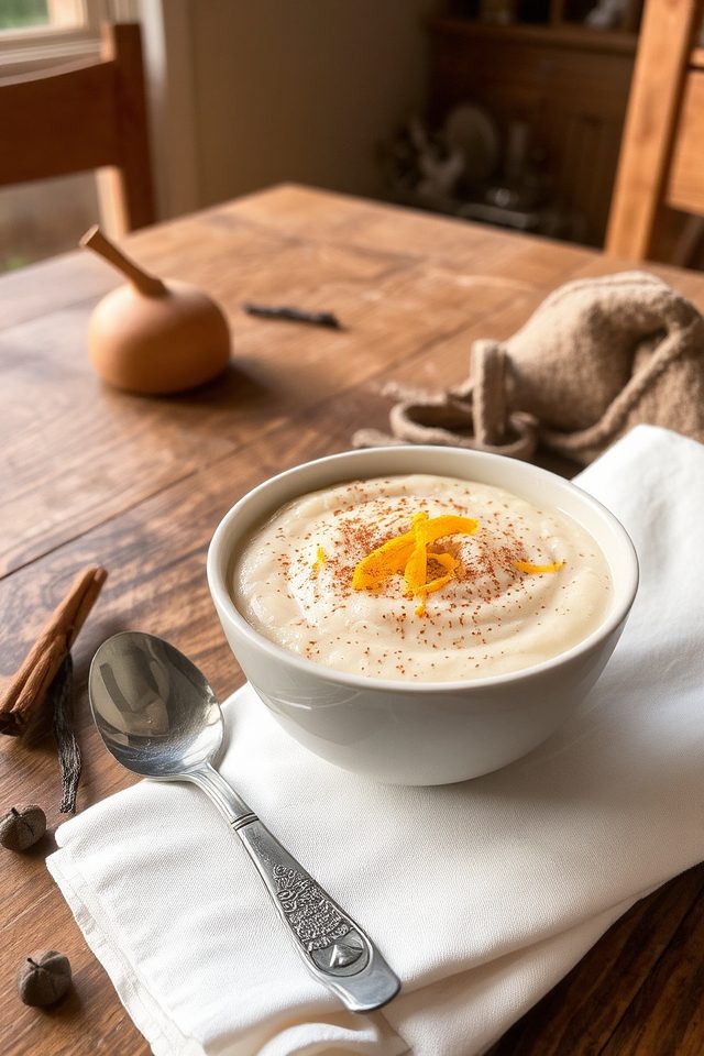 comforting vanilla rice pudding