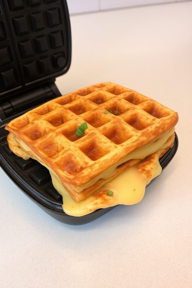cooking omelets in waffle
