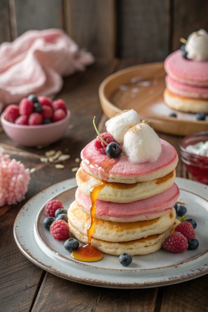 whimsical cotton candy pancakes