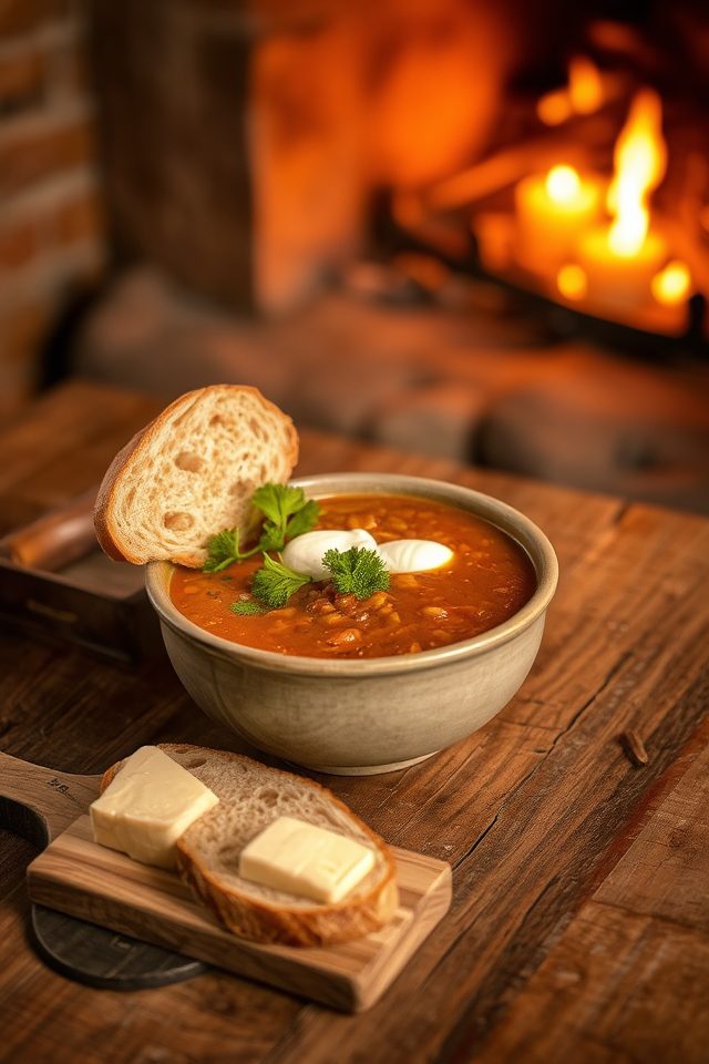 cozy lentil bread dinner