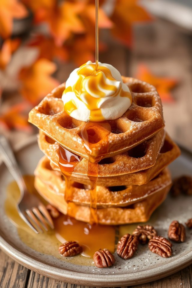 cozy pumpkin spice waffles