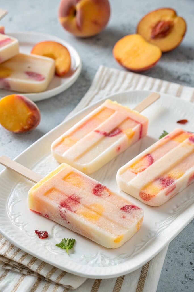 creamy peach yogurt pops
