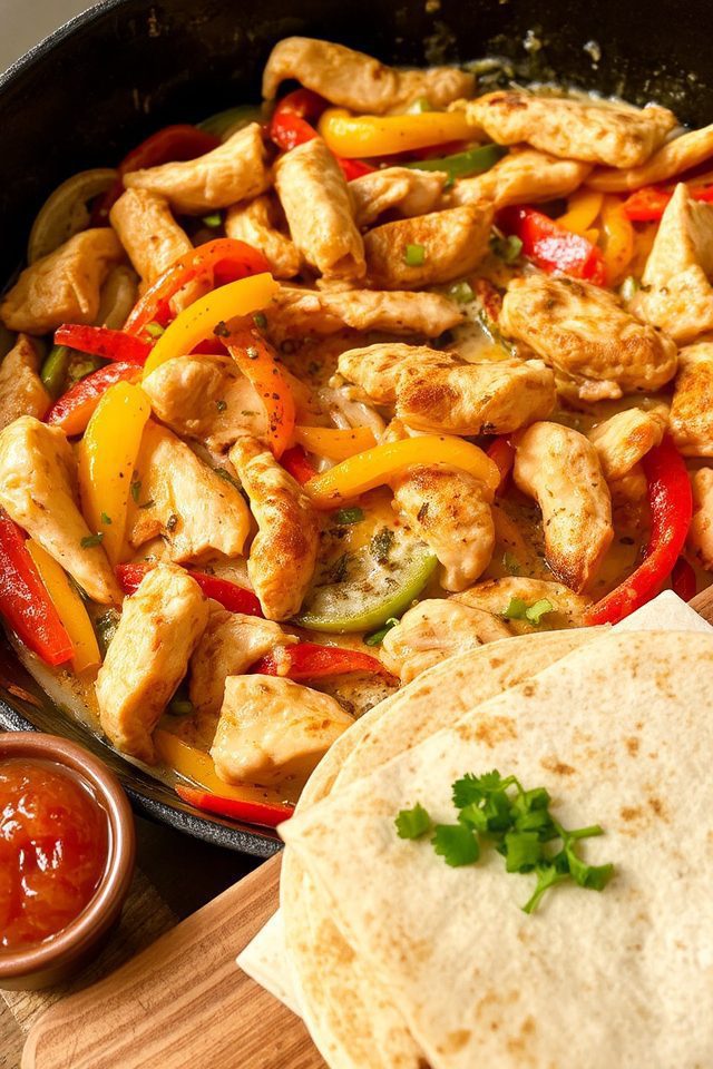 creamy garlic chicken fajitas