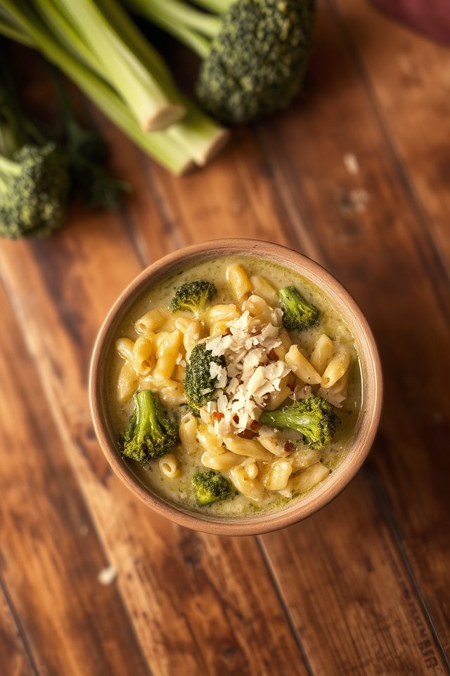 creamy orzo broccoli soup