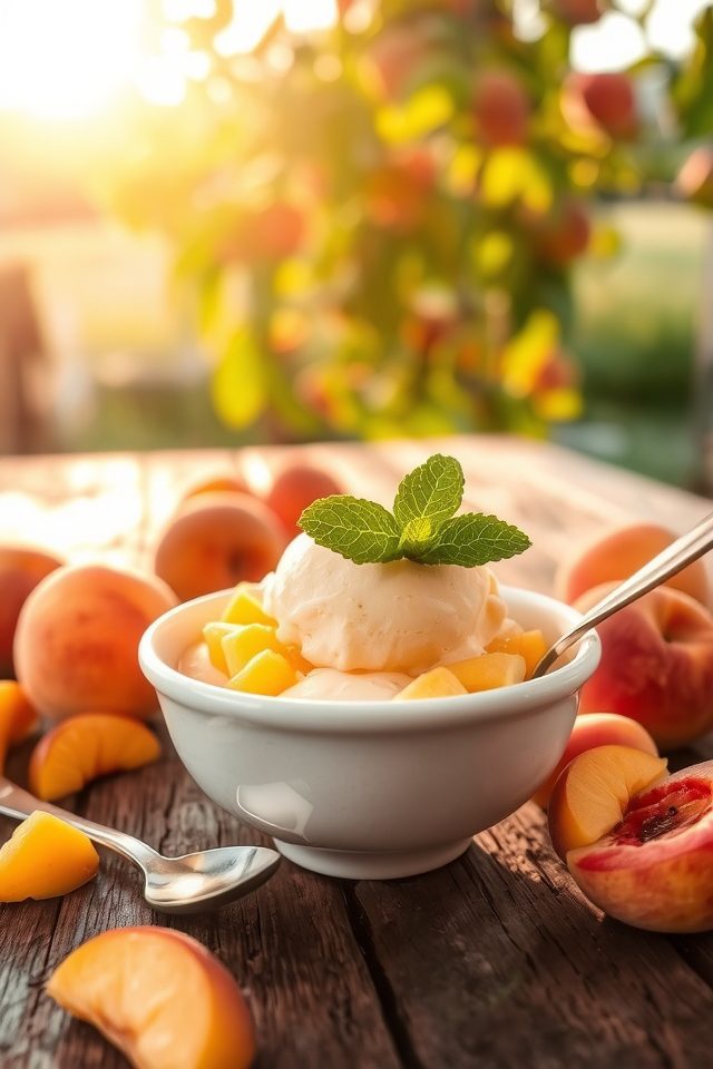 creamy peach frozen delight