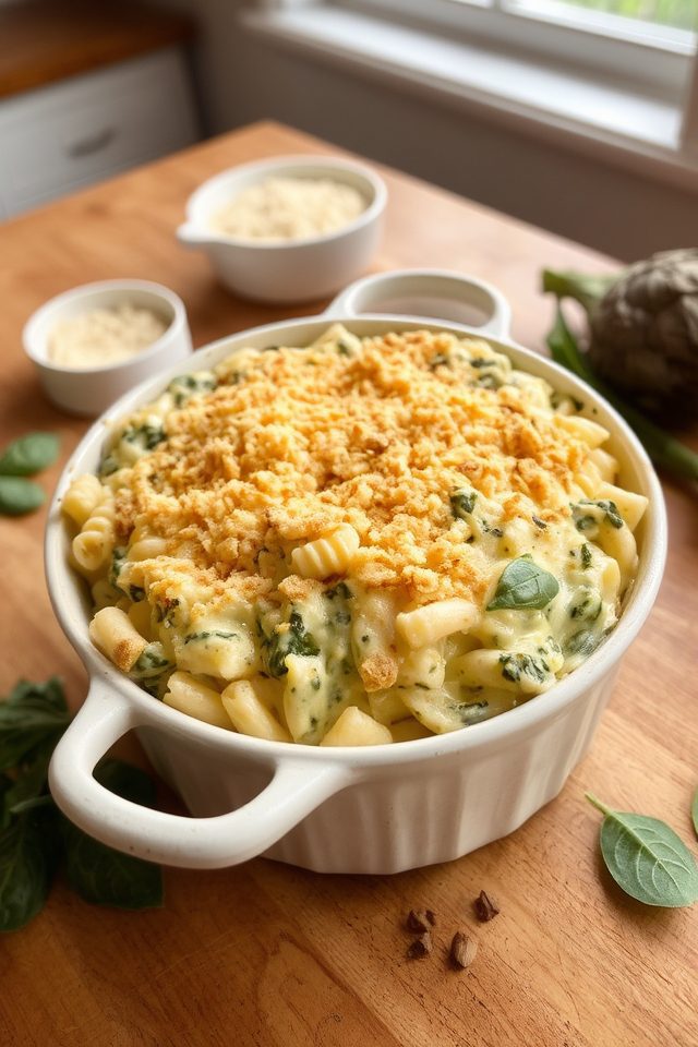 creamy spinach artichoke mac
