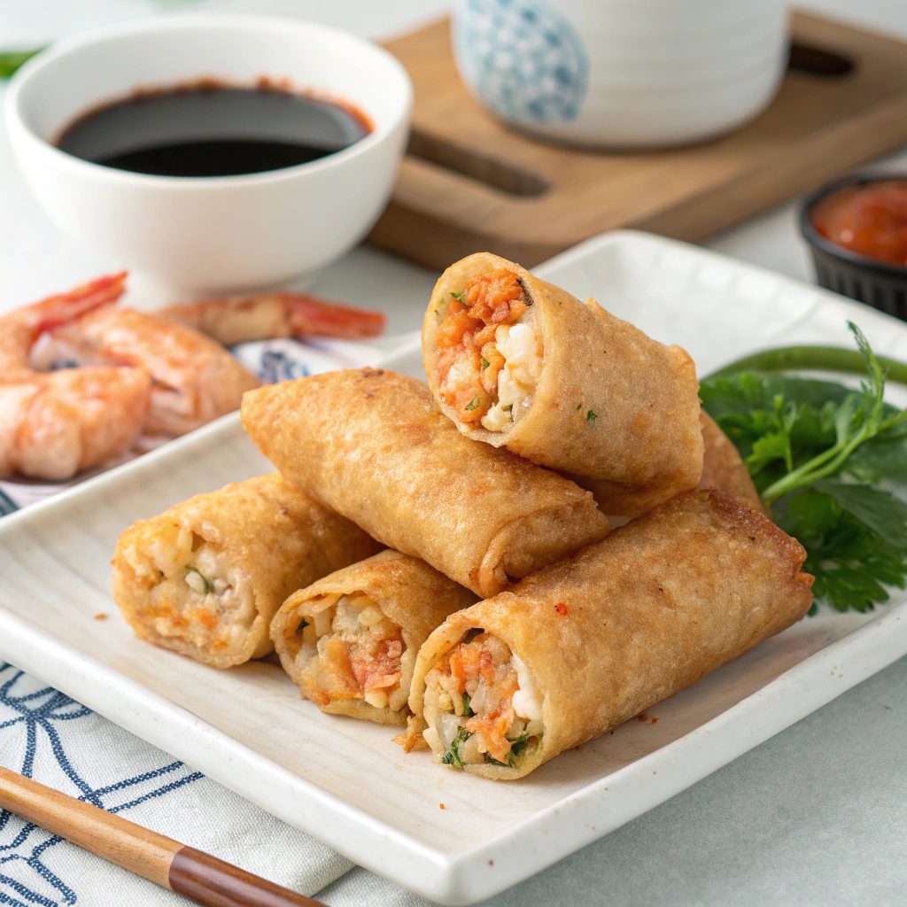 Shrimp and Kimchi Egg Rolls