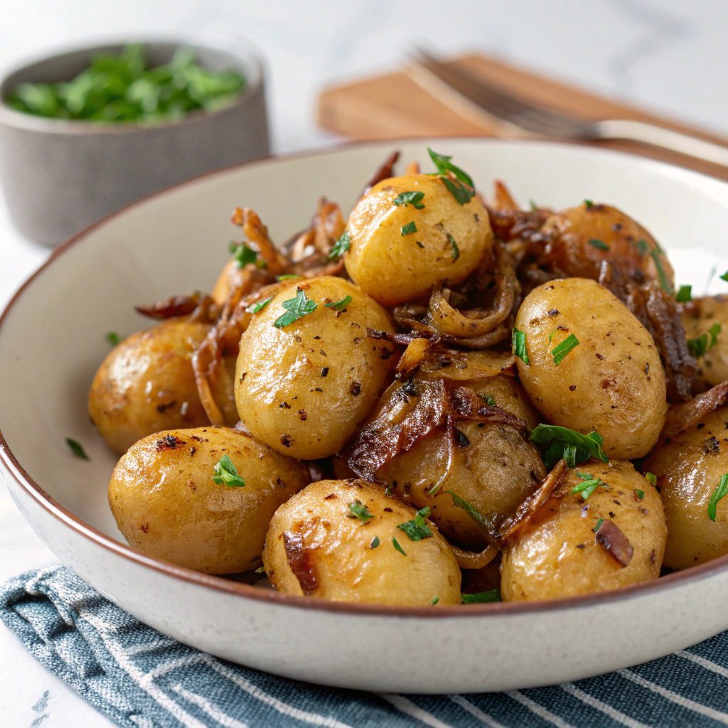 Pan-Seared Baby Potatoes With Crispy Shallots
