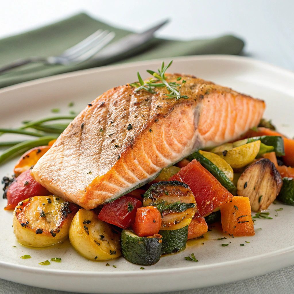 Baked Salmon With Roasted Vegetables