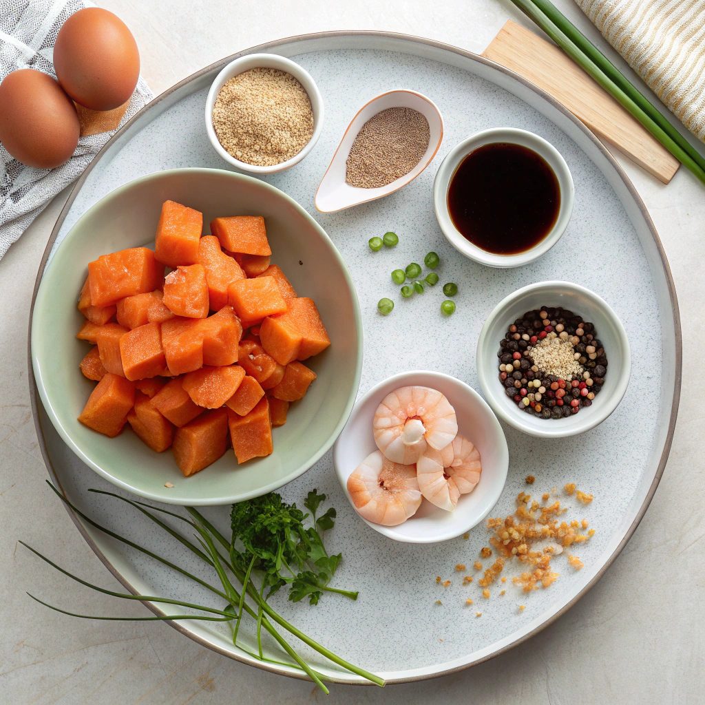 Ingredients For Sweet Potato and Shrimp Egg Rolls